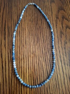 Necklace Blue Sodalite Natural Stones Sterling Silver 18"